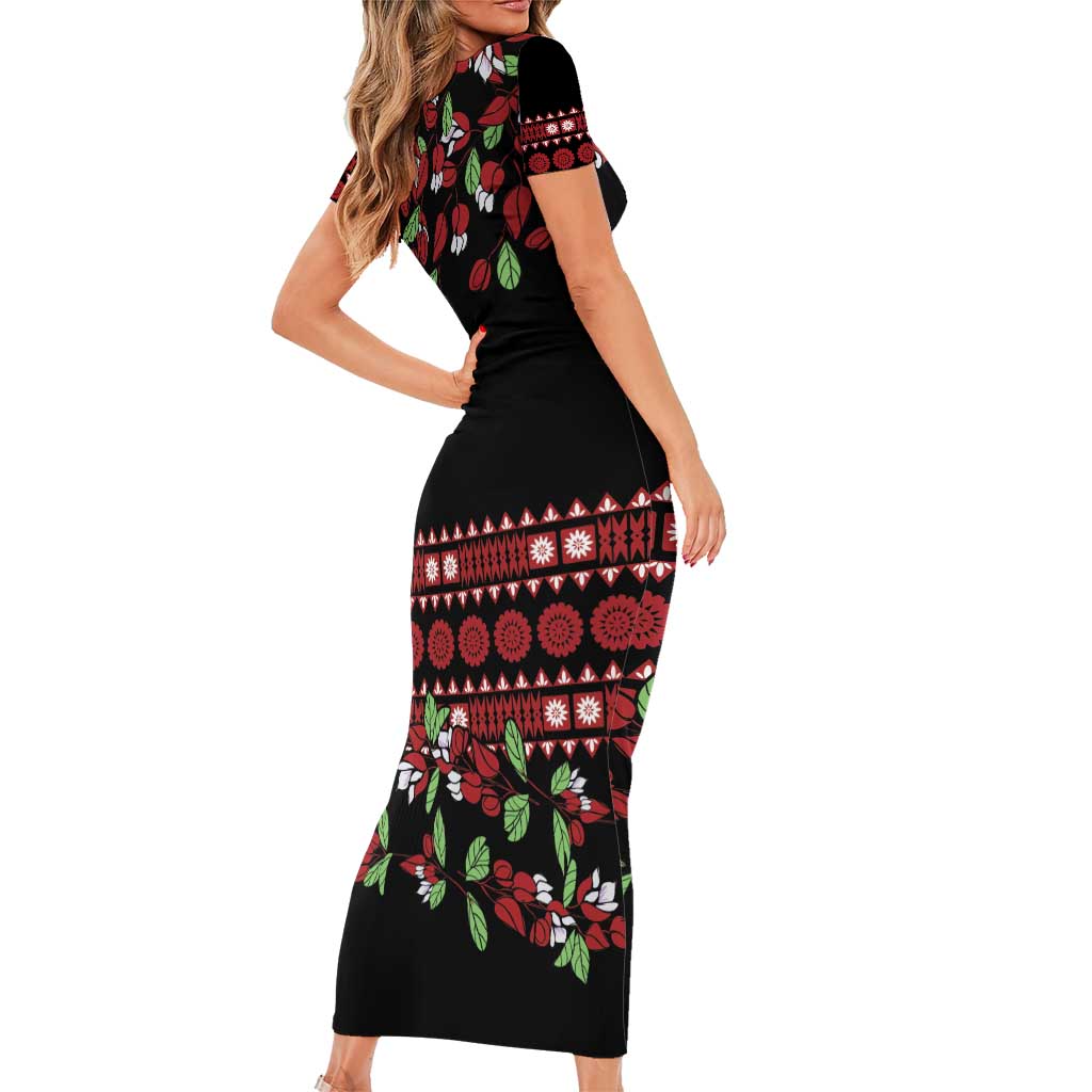 Fiji Masi Bula Tagimoucia Flowers Family Matching Short Sleeve Bodycon Dress and Hawaiian Shirt