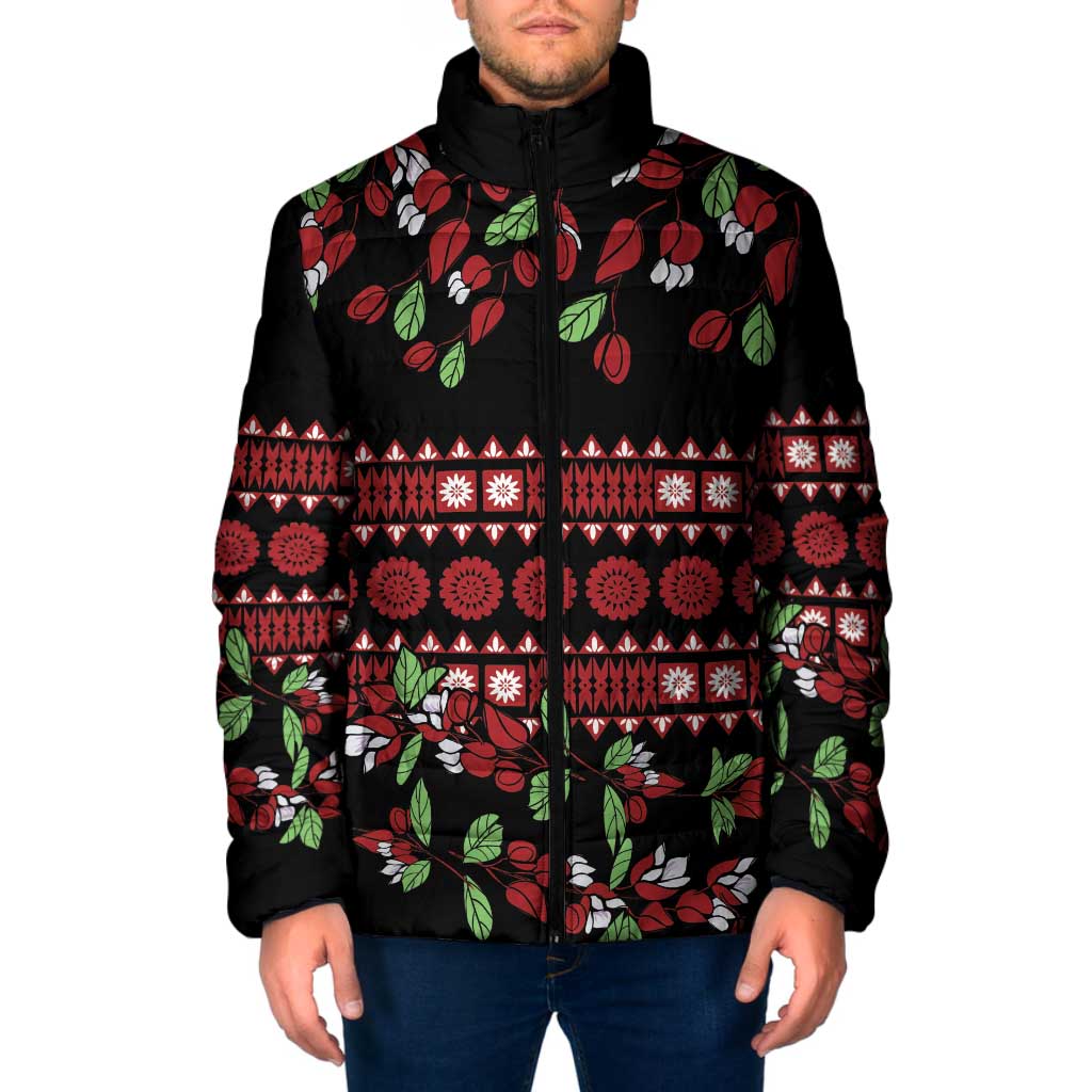 Fiji Masi Bula Tagimoucia Flowers Padded Jacket - Polynesian Pride