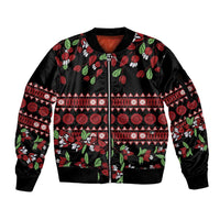 Fiji Masi Bula Tagimoucia Flowers Sleeve Zip Bomber Jacket