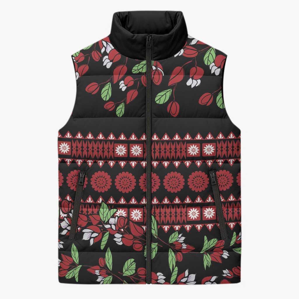 Fiji Masi Bula Tagimoucia Flowers Sleeveless Puffer Jacket - Polynesian Pride
