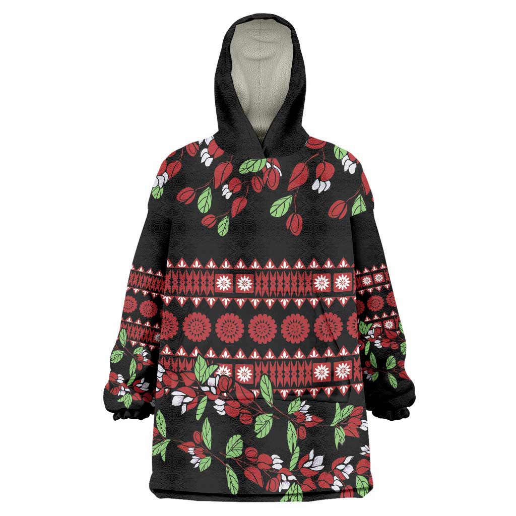Fiji Masi Bula Tagimoucia Flowers Wearable Blanket Hoodie