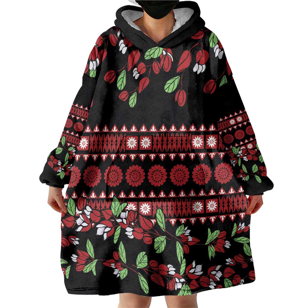 Fiji Masi Bula Tagimoucia Flowers Wearable Blanket Hoodie