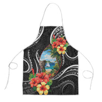 Hafa Adai Guam Apron Guahan Seal Chamorro Stones Tribal LT9 Black - Polynesian Pride