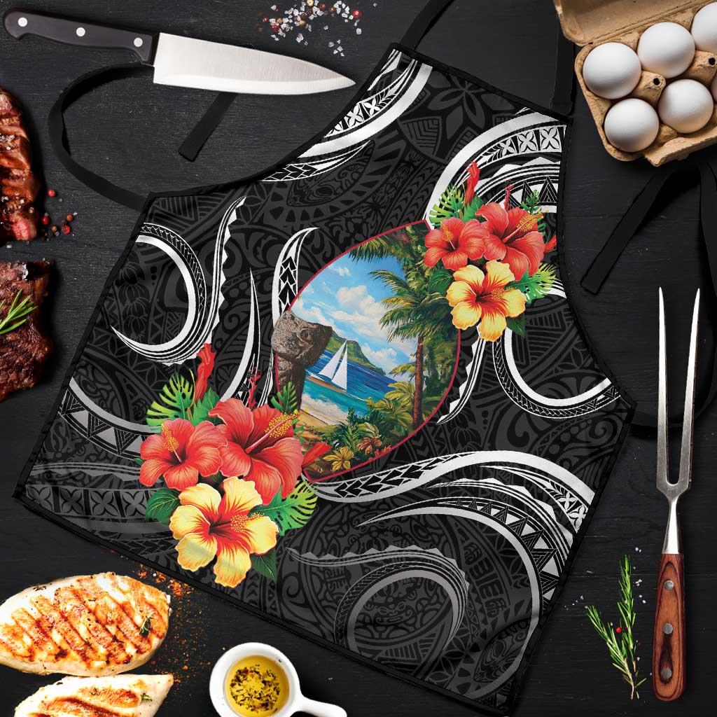 Hafa Adai Guam Apron Guahan Seal Chamorro Stones Tribal LT9 Black - Polynesian Pride