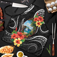 Hafa Adai Guam Apron Guahan Seal Chamorro Stones Tribal LT9 Black - Polynesian Pride