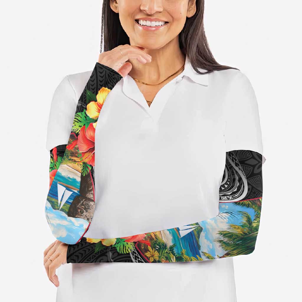 Hafa Adai Guam Arm Sleeves Guahan Seal Chamorro Stones Tribal - Polynesian Pride