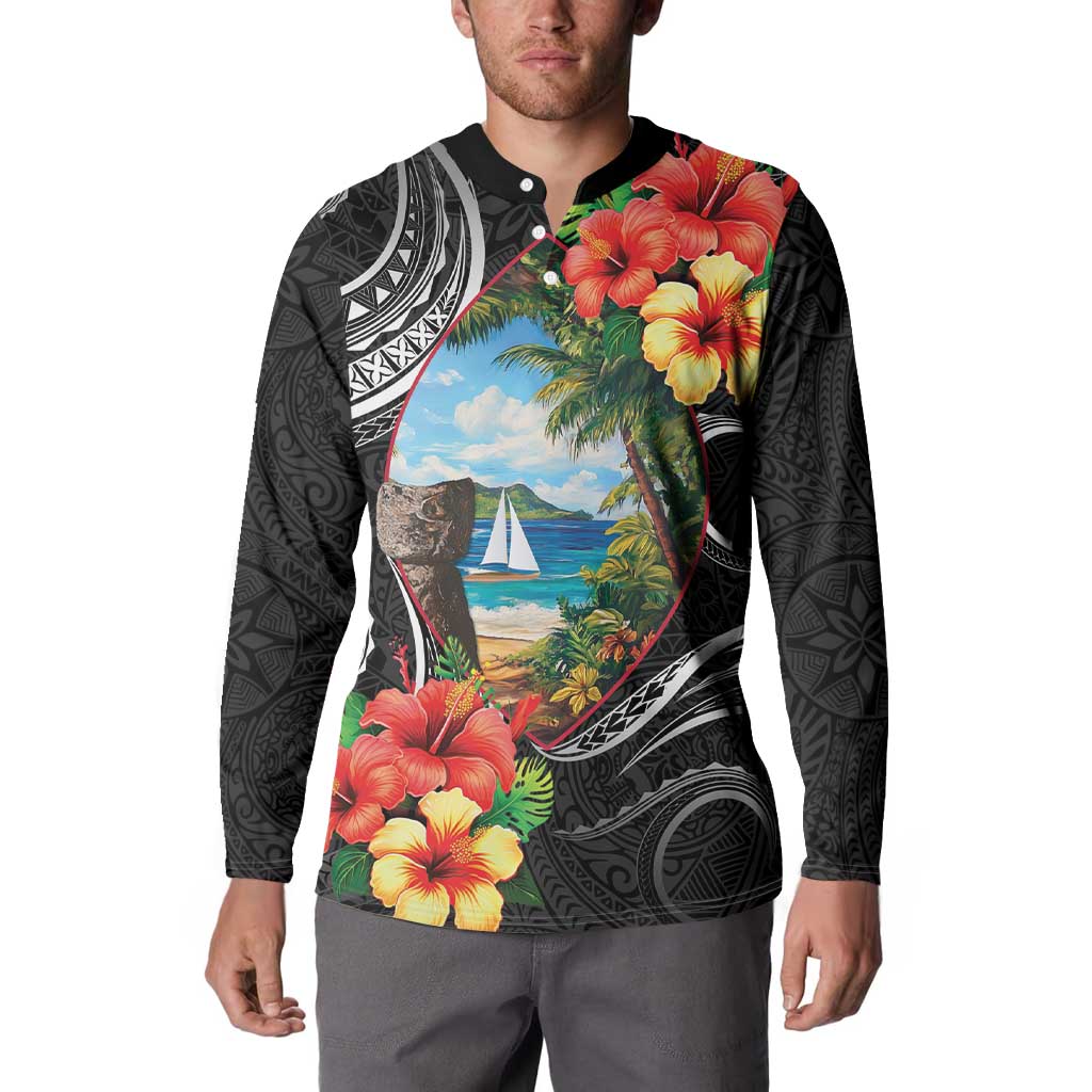 Hafa Adai Guam Button Sweatshirt Guahan Seal Chamorro Stones Tribal