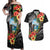 Hafa Adai Guam Couples Matching Off Shoulder Maxi Dress and Hawaiian Shirt Guahan Seal Chamorro Stones Tribal