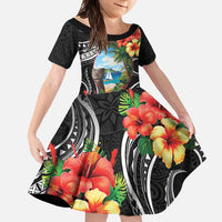 Hafa Adai Guam Family Matching Long Sleeve Bodycon Dress and Hawaiian Shirt Guahan Seal Chamorro Stones Tribal