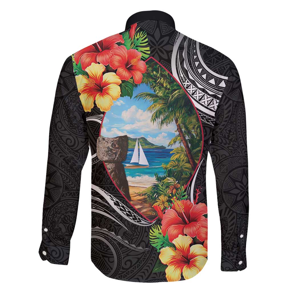 Hafa Adai Guam Family Matching Off Shoulder Short Dress and Hawaiian Shirt Guahan Seal Chamorro Stones Tribal