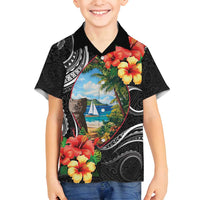 Hafa Adai Guam Family Matching Tank Maxi Dress and Hawaiian Shirt Guahan Seal Chamorro Stones Tribal