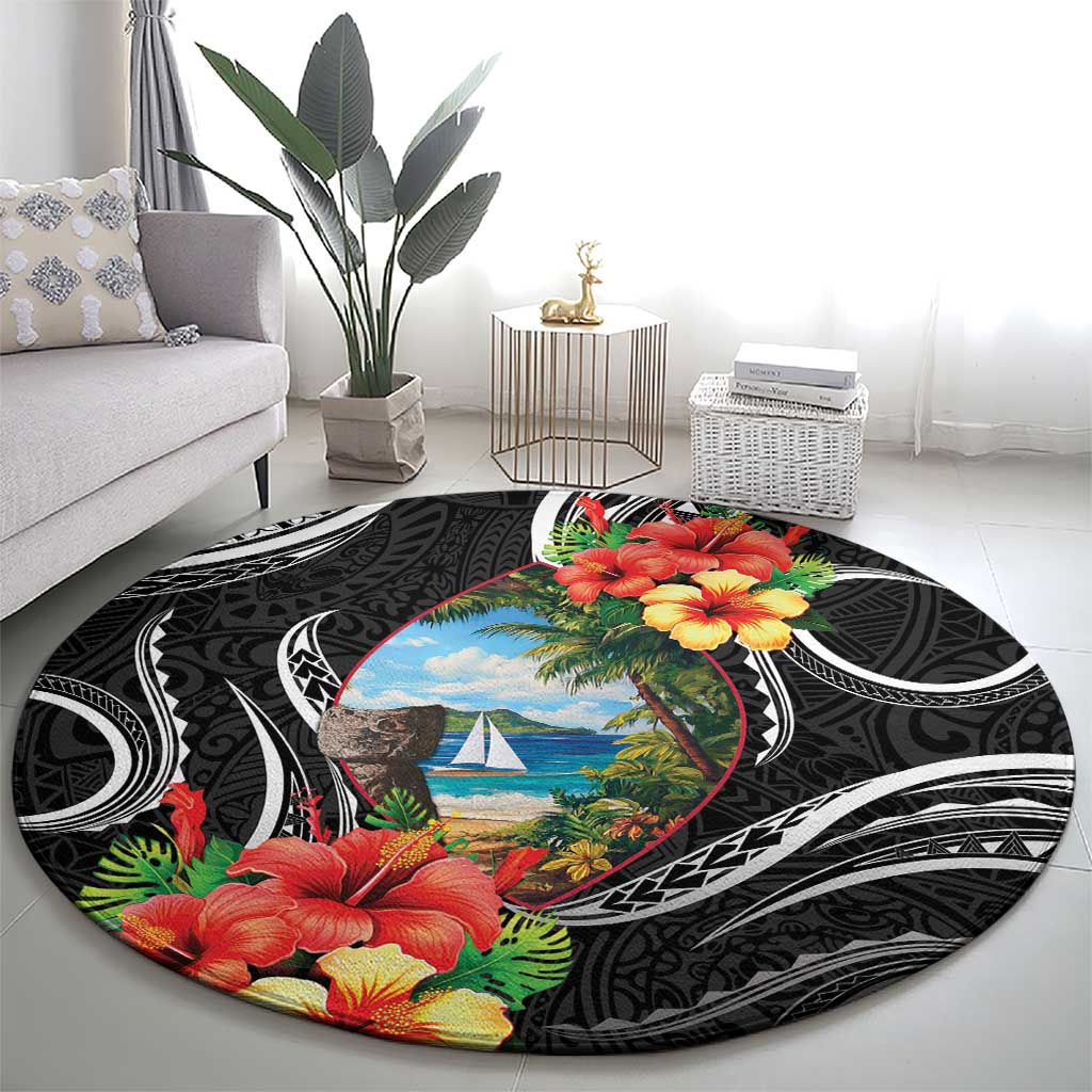 Hafa Adai Guam Round Carpet Guahan Seal Chamorro Stones Tribal