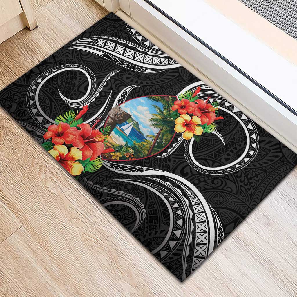 Hafa Adai Guam Rubber Doormat Guahan Seal Chamorro Stones Tribal