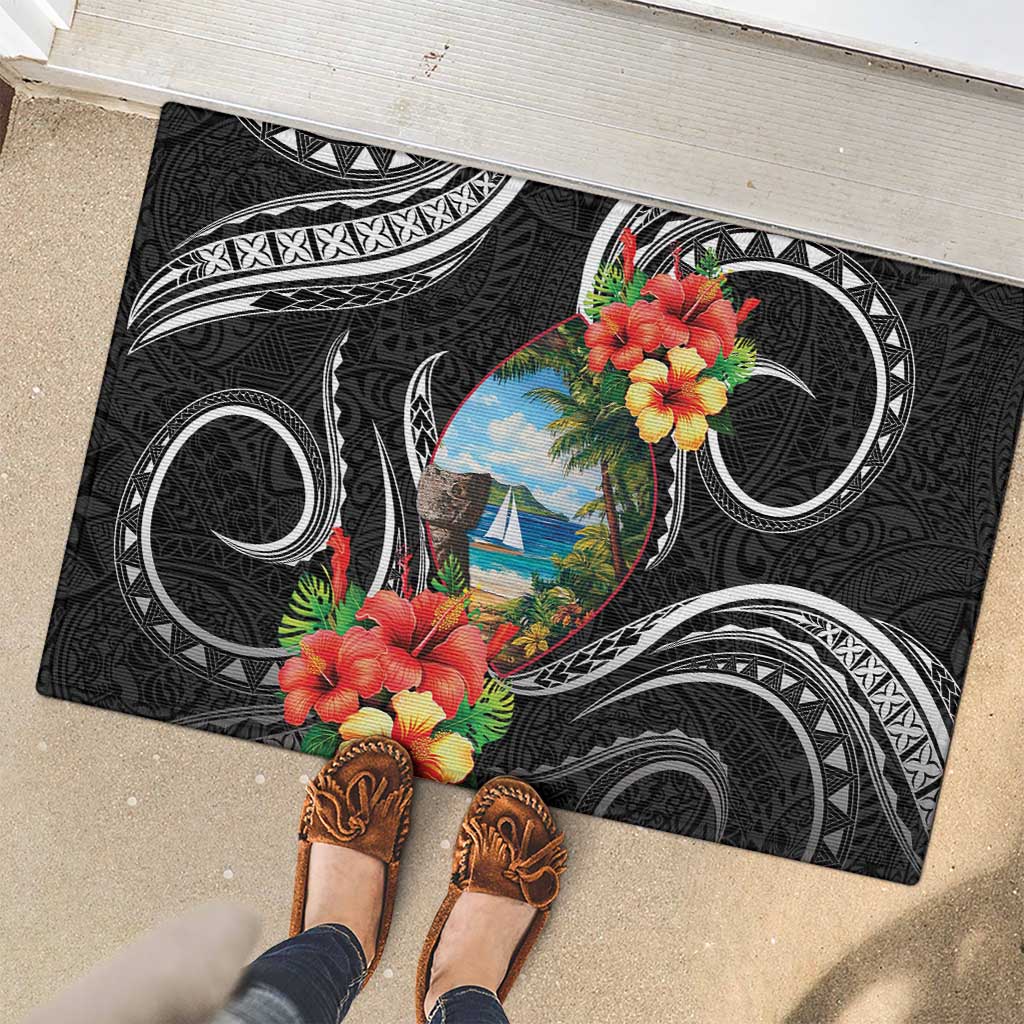 Hafa Adai Guam Rubber Doormat Guahan Seal Chamorro Stones Tribal