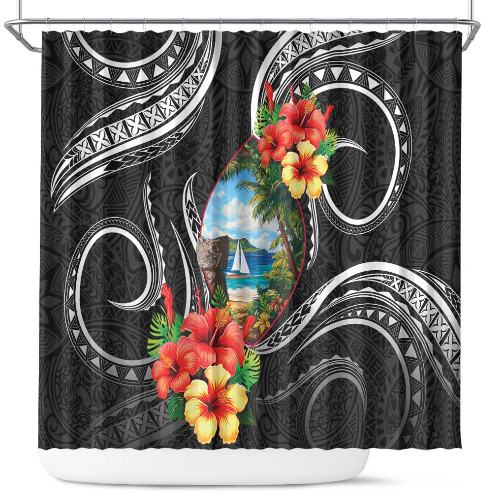 Hafa Adai Guam Shower Curtain Guahan Seal Chamorro Stones Tribal