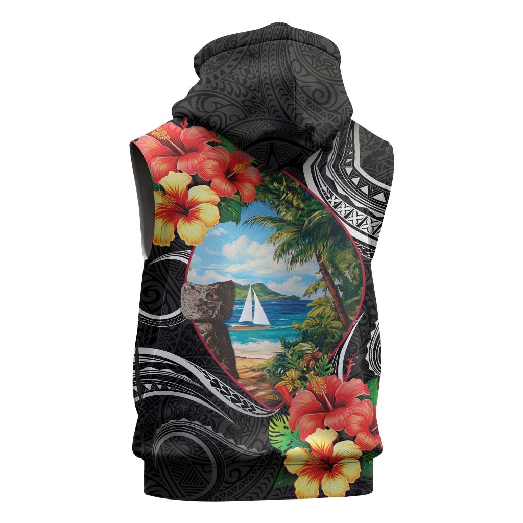 Hafa Adai Guam Sleeveless Hoodie Guahan Seal Chamorro Stones Tribal - Polynesian Pride
