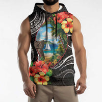 Hafa Adai Guam Sleeveless Hoodie Guahan Seal Chamorro Stones Tribal - Polynesian Pride