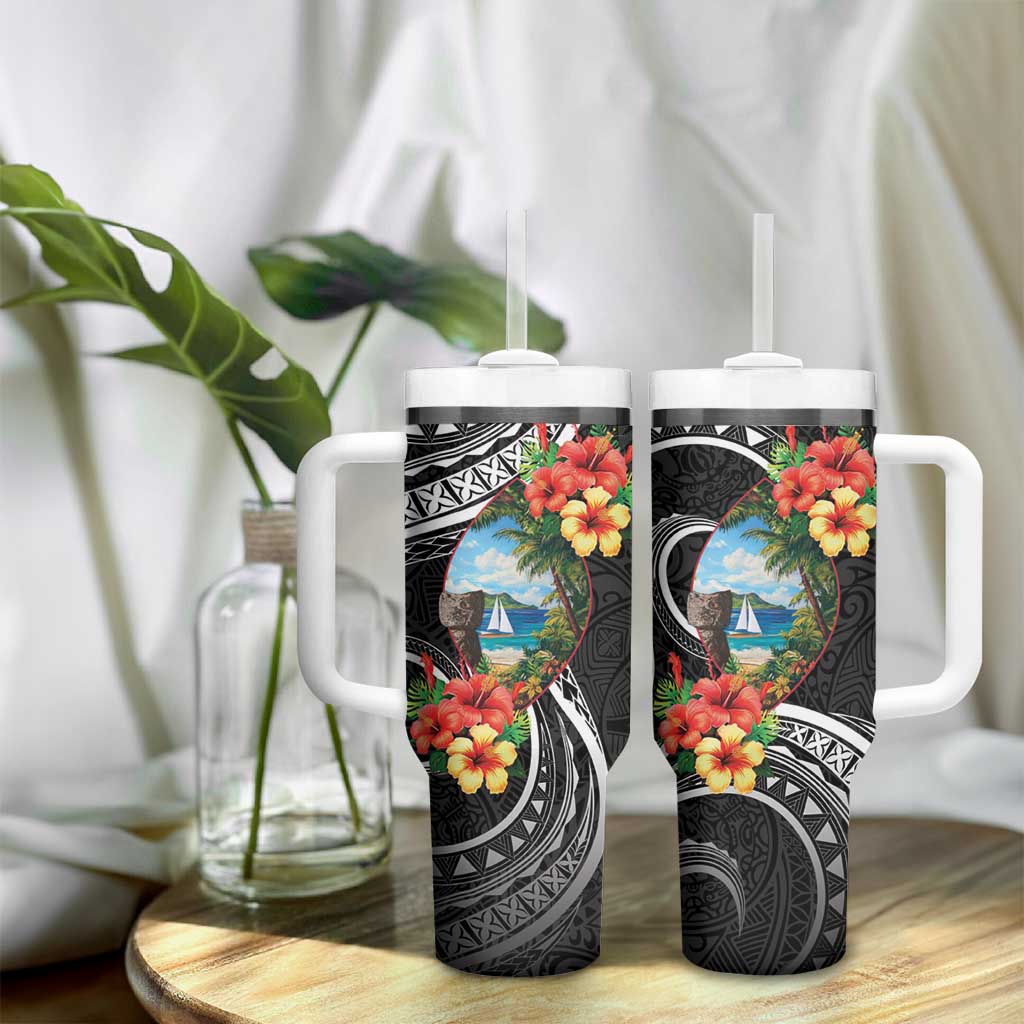 Hafa Adai Guam Tumbler With Handle Guahan Seal Chamorro Stones Tribal