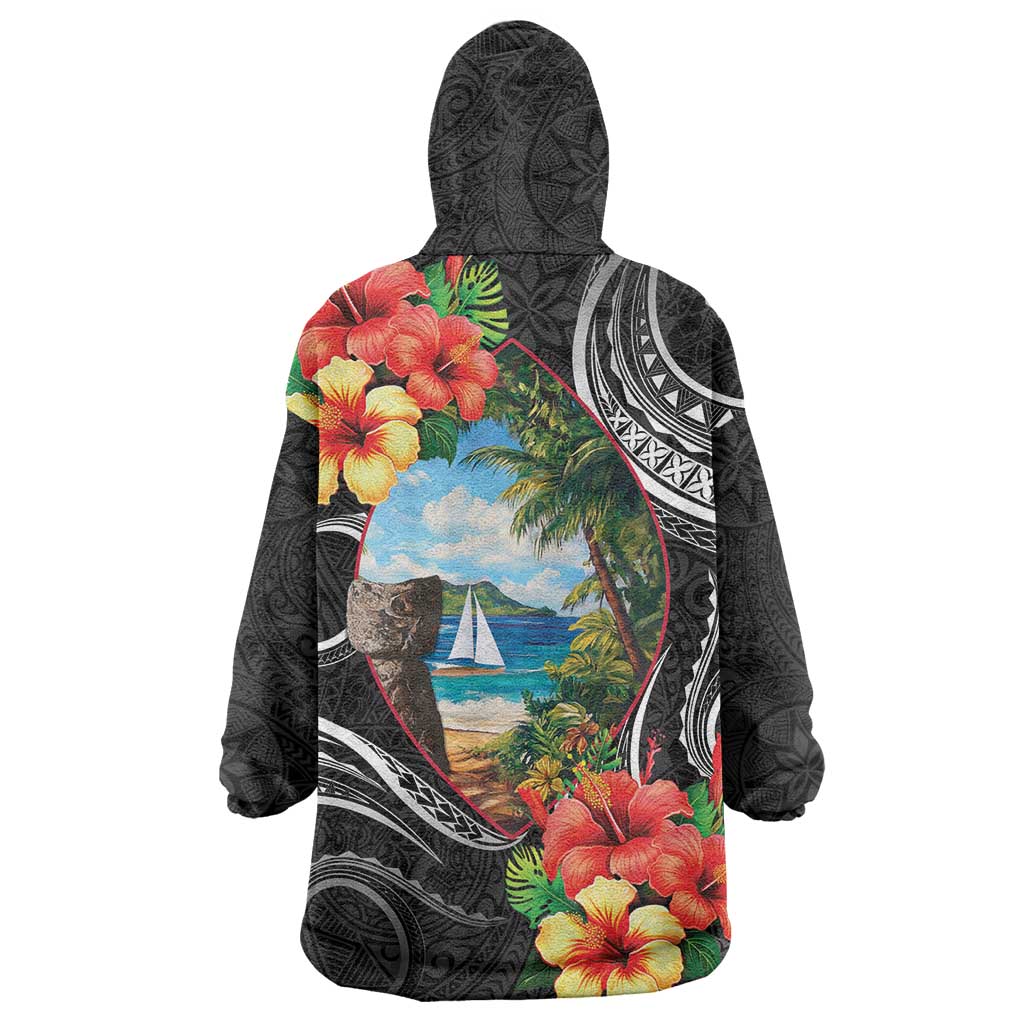 Hafa Adai Guam Wearable Blanket Hoodie Guahan Seal Chamorro Stones Tribal