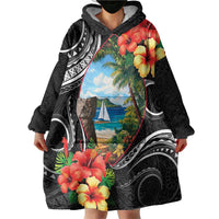 Hafa Adai Guam Wearable Blanket Hoodie Guahan Seal Chamorro Stones Tribal