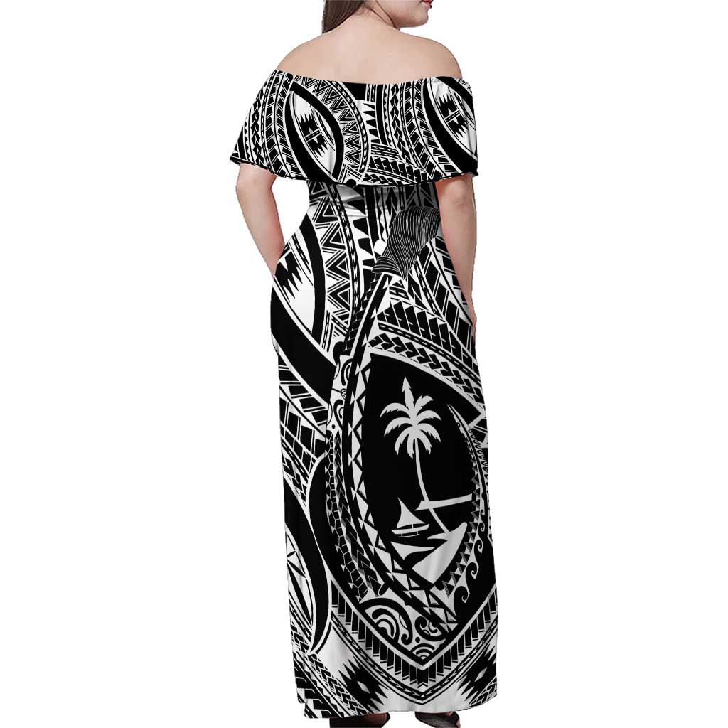 Hafa Adai Guam Inspired Tattoo Family Matching Off Shoulder Maxi Dress and Hawaiian Shirt