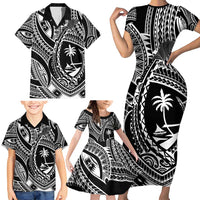 Hafa Adai Guam Inspired Tattoo Family Matching Short Sleeve Bodycon Dress and Hawaiian Shirt