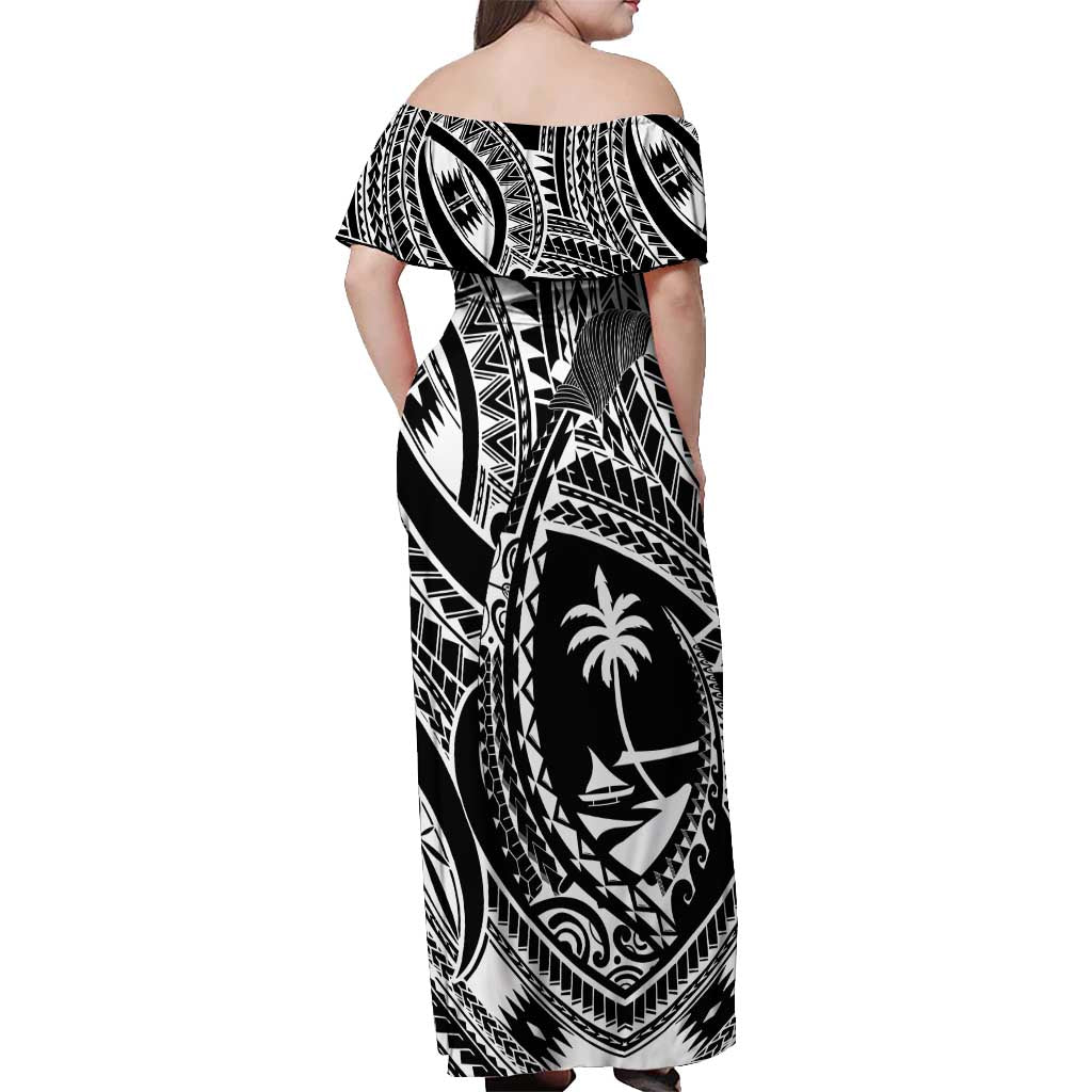 Hafa Adai Guam Inspired Tattoo Off Shoulder Maxi Dress