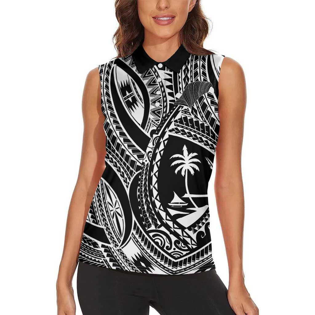 Hafa Adai Guam Inspired Tattoo Women Sleeveless Polo Shirt