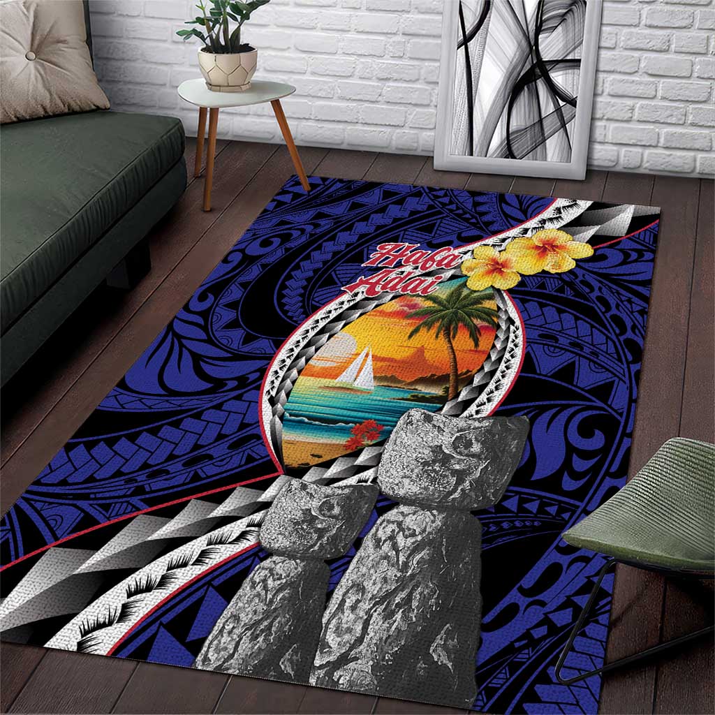 Hafa Adai Guam Seal Latte Stones Artwork Area Rug