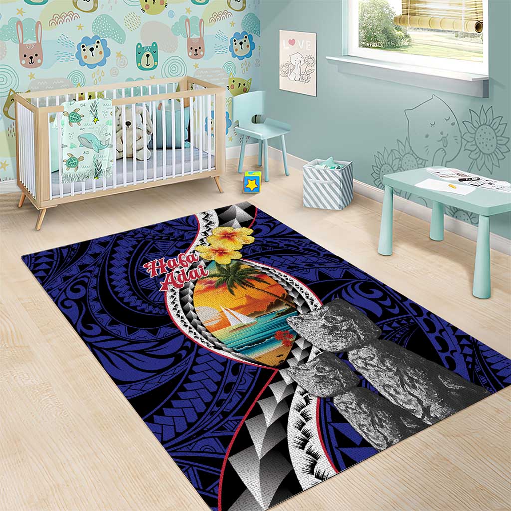 Hafa Adai Guam Seal Latte Stones Artwork Area Rug