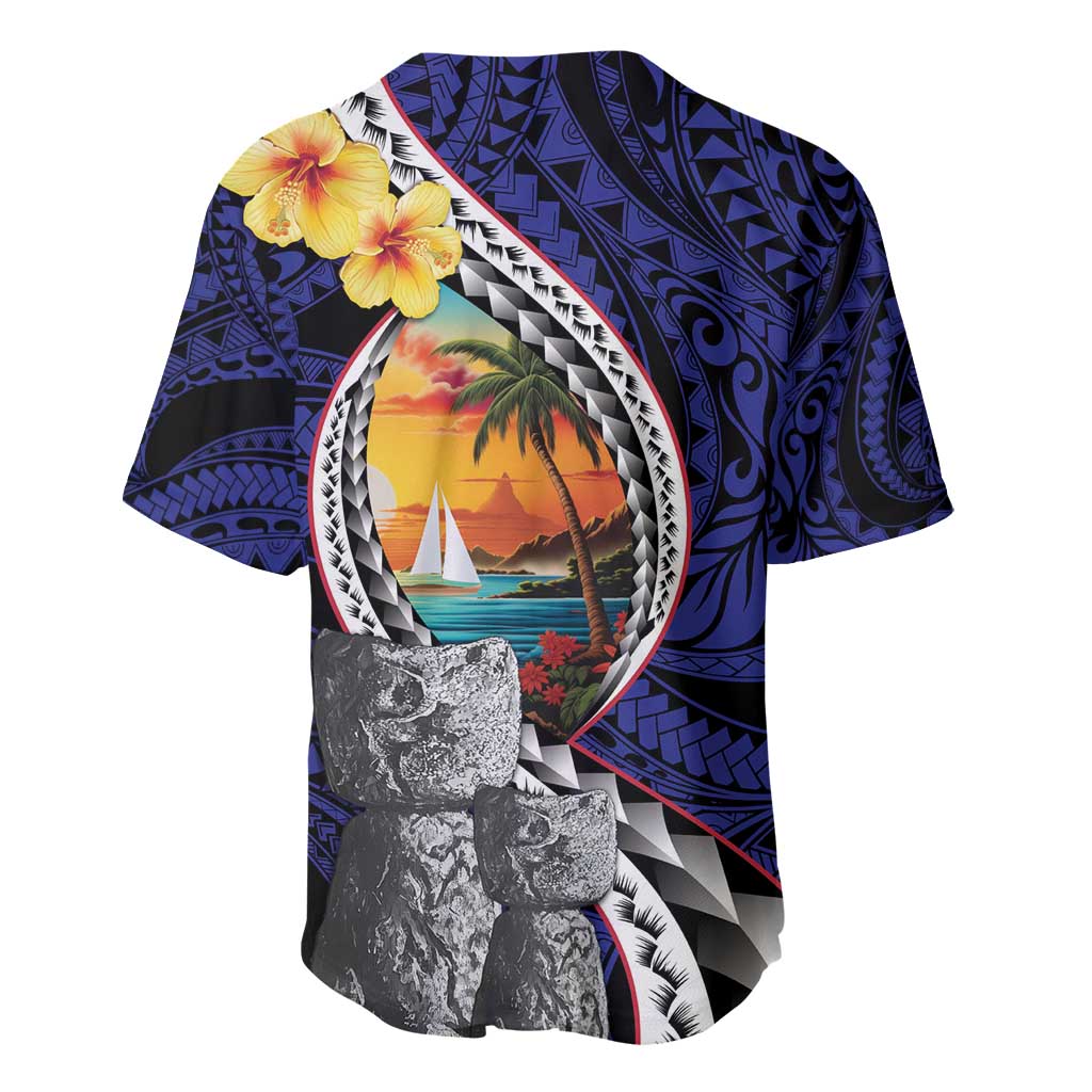 Hafa Adai Guam Seal Latte Stones Artwork Baseball Jersey