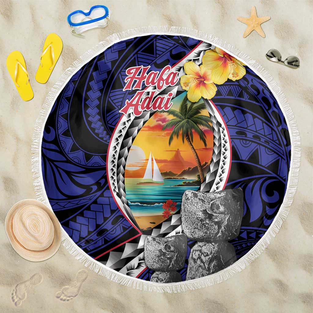 Hafa Adai Guam Seal Latte Stones Artwork Beach Blanket