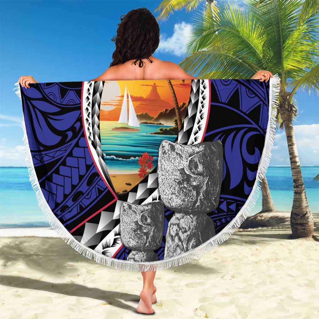 Hafa Adai Guam Seal Latte Stones Artwork Beach Blanket