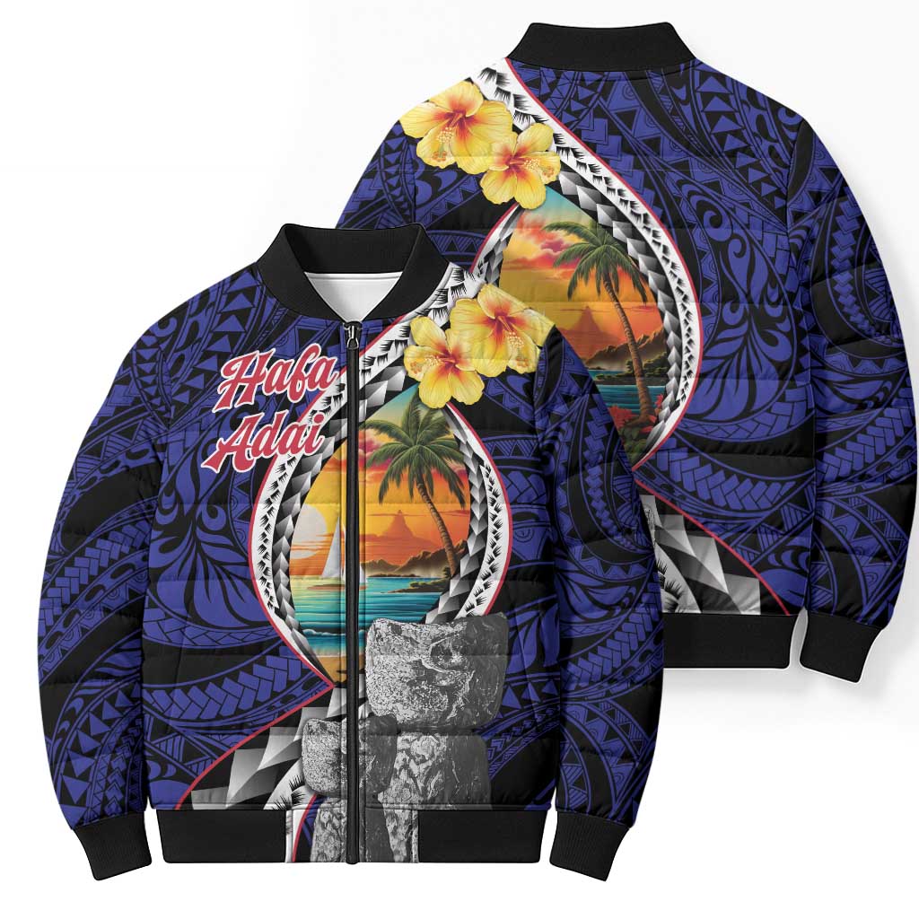 Hafa Adai Guam Seal Latte Stones Artwork Bomber Puffer Jacket - Polynesian Pride