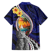 Hafa Adai Guam Seal Latte Stones Artwork Family Matching Long Sleeve Bodycon Dress and Hawaiian Shirt