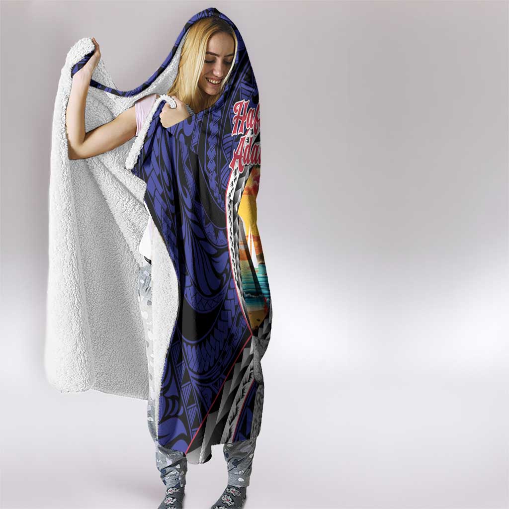 Hafa Adai Guam Seal Latte Stones Artwork Hooded Blanket