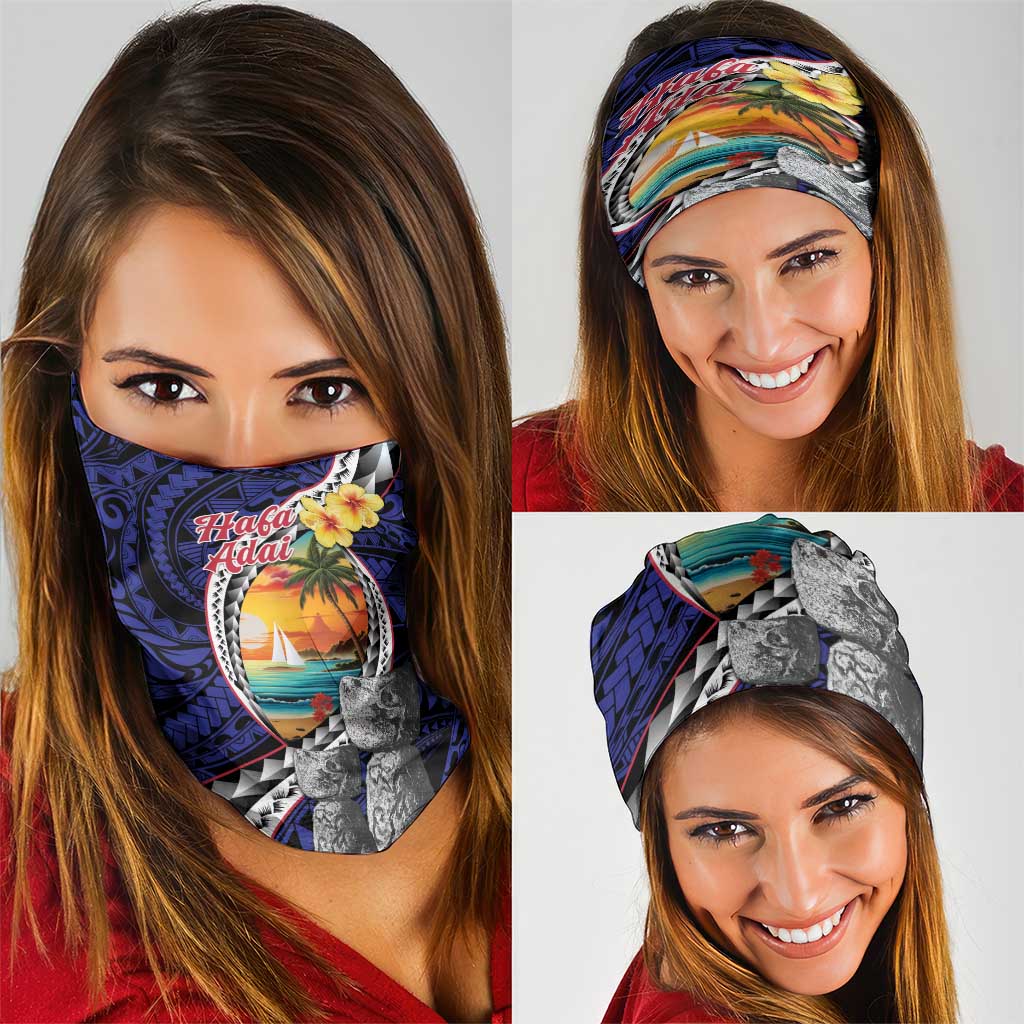 Hafa Adai Guam Seal Latte Stones Artwork Neck Gaiter - Polynesian Pride