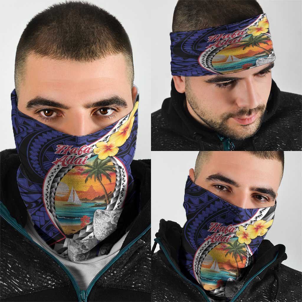 Hafa Adai Guam Seal Latte Stones Artwork Neck Gaiter - Polynesian Pride