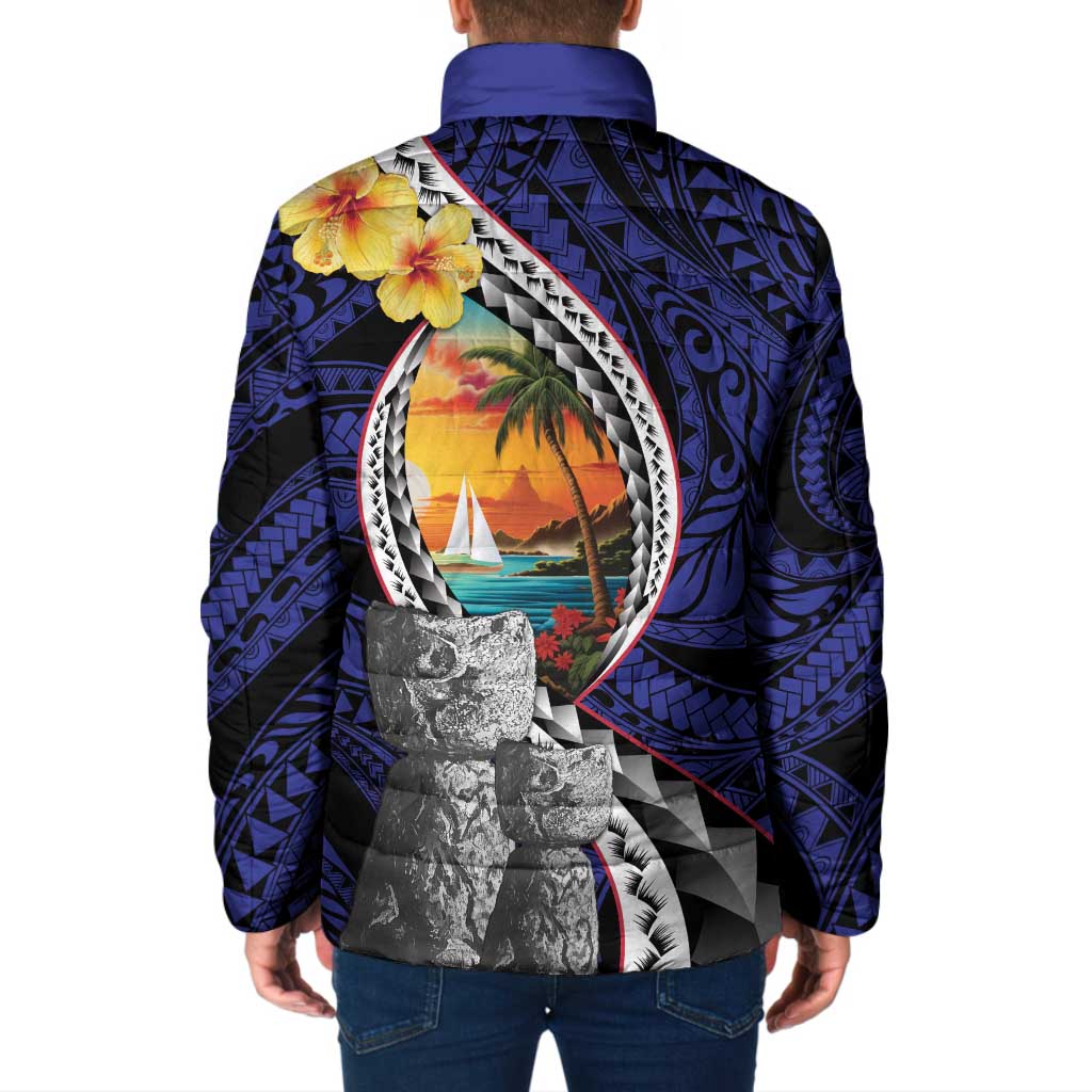Hafa Adai Guam Seal Latte Stones Artwork Padded Jacket - Polynesian Pride