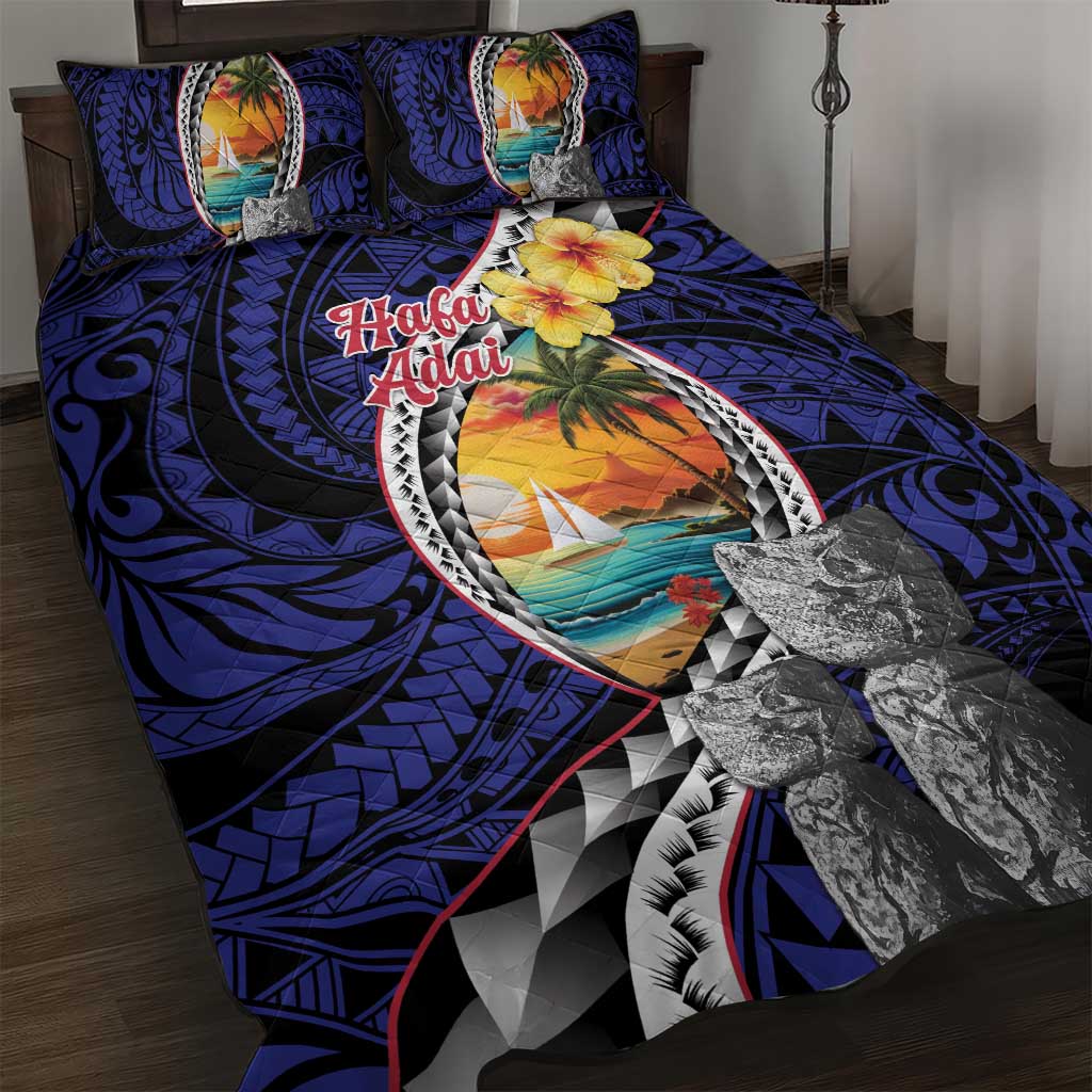 Hafa Adai Guam Seal Latte Stones Artwork Quilt Bed Set