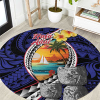 Hafa Adai Guam Seal Latte Stones Artwork Round Carpet