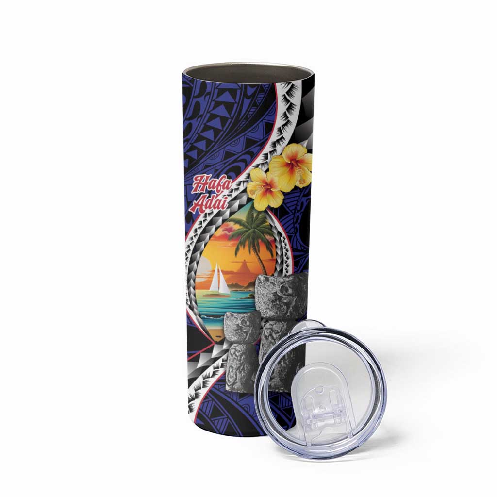 Hafa Adai Guam Seal Latte Stones Artwork Skinny Tumbler