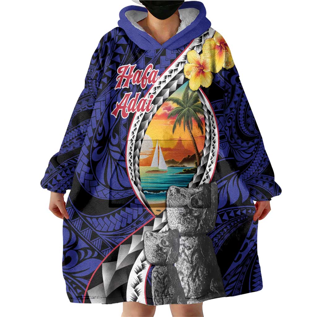 Hafa Adai Guam Seal Latte Stones Artwork Wearable Blanket Hoodie