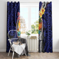 Hafa Adai Guam Seal Latte Stones Artwork Window Curtain
