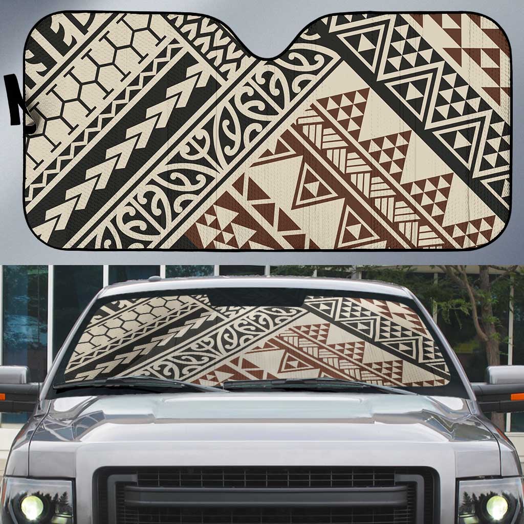 Niho Taniwha Kowhaiwhai Auto Sun Shade LT9 Beige - Polynesian Pride
