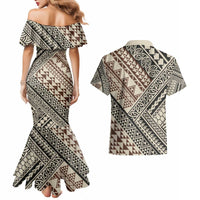 Niho Taniwha Kowhaiwhai Couples Matching Mermaid Dress and Hawaiian Shirt