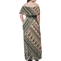 Niho Taniwha Kowhaiwhai Family Matching Off Shoulder Maxi Dress and Hawaiian Shirt