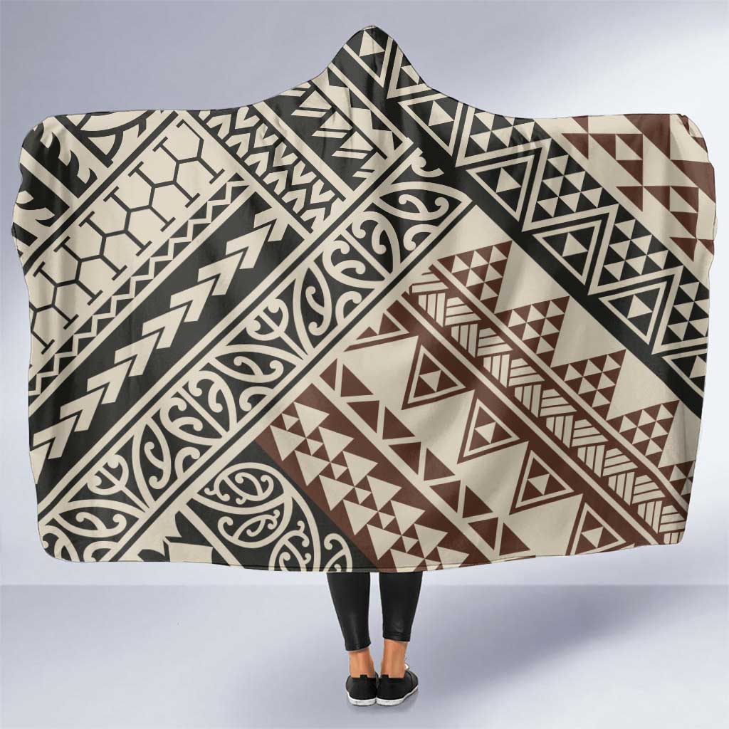 Niho Taniwha Kowhaiwhai Hooded Blanket LT9 One Size Beige - Polynesian Pride