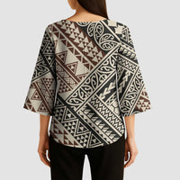 Niho Taniwha Kowhaiwhai Kimono Sleeve Blouse - Polynesian Pride