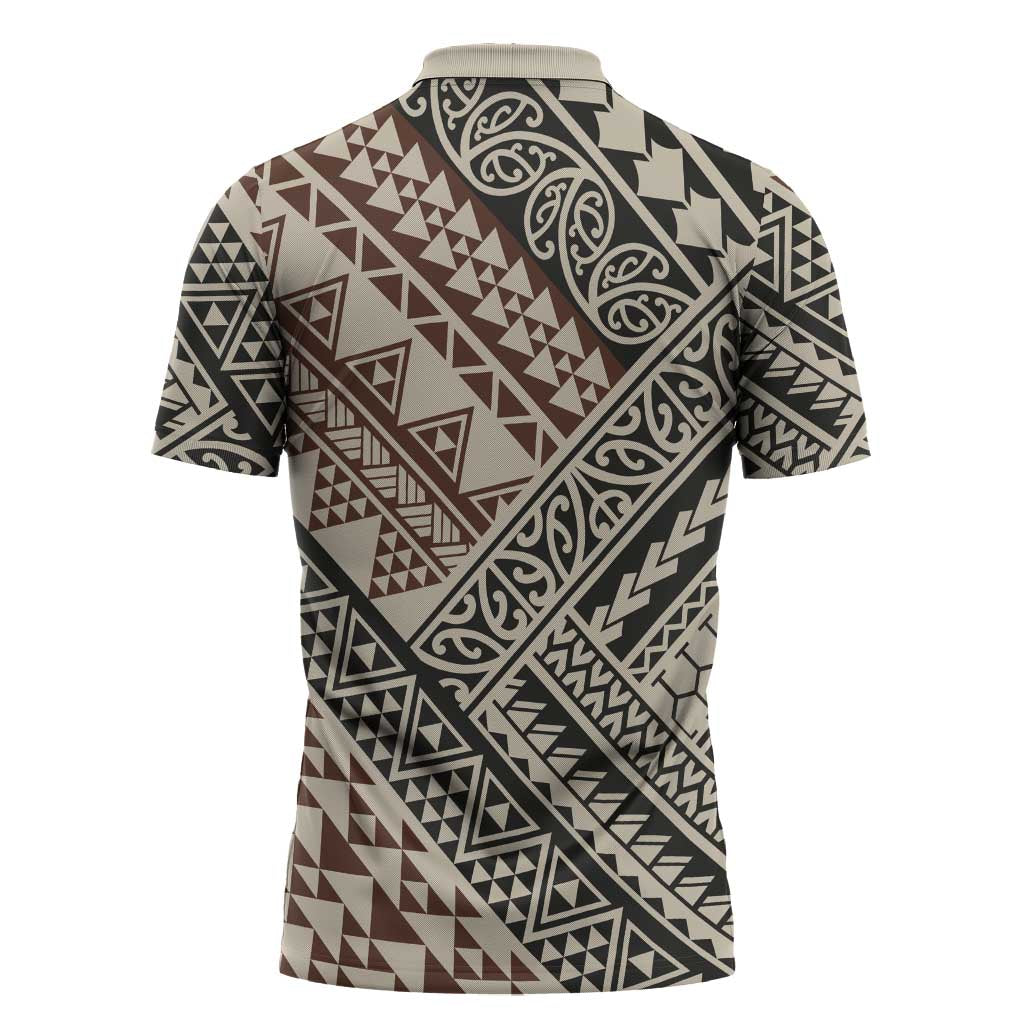 Niho Taniwha Kowhaiwhai Zipper Polo Shirt LT9 - Polynesian Pride